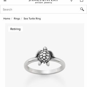 James Avery Silver Sea Turtle Ring with Textured Shell - Size 3